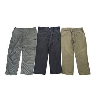 Lot of 3 Utility Pants Colombia & Nike Dri-Fit Mens Size 40W x 30L Green Black